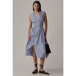 bhldn lyla strapless side-slit satin midi dress BHLDN x Anthropologie Lyla strapless side-slit satin midi dress NWT SIZE 18